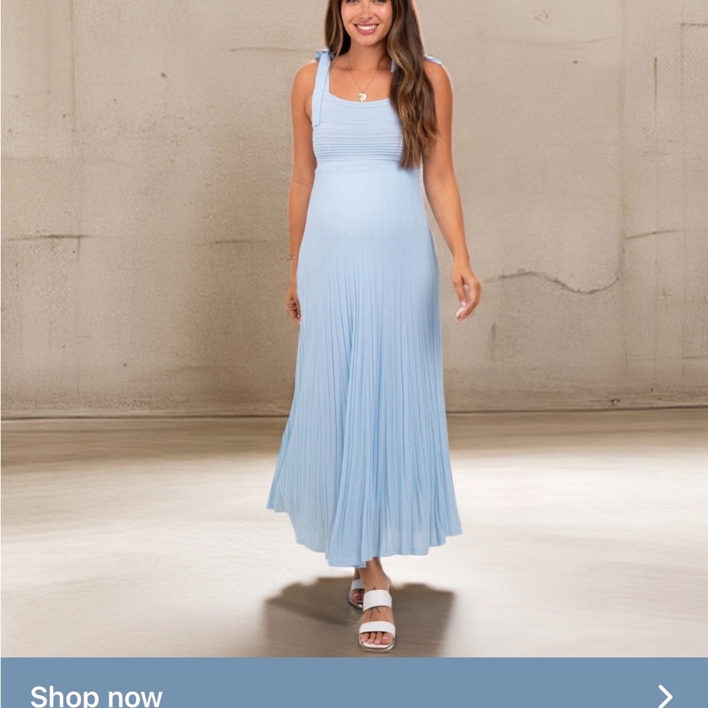 Pink blush maternity textured knit shoulder tie maternity dress